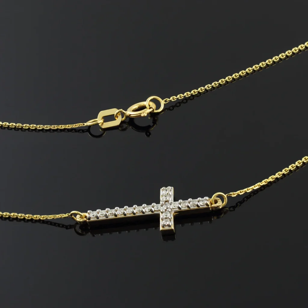 Diamond Sideways Cross Necklac