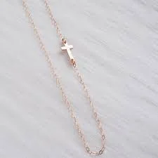 Gold Sideways Cross Necklace 